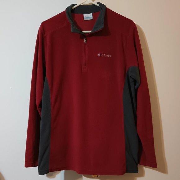 GUC ~ COLUMBIA Men's Maroon & Gray 1/4 Zip Long Sleeve Pullover (Size: Medium) - Picture 1 of 3